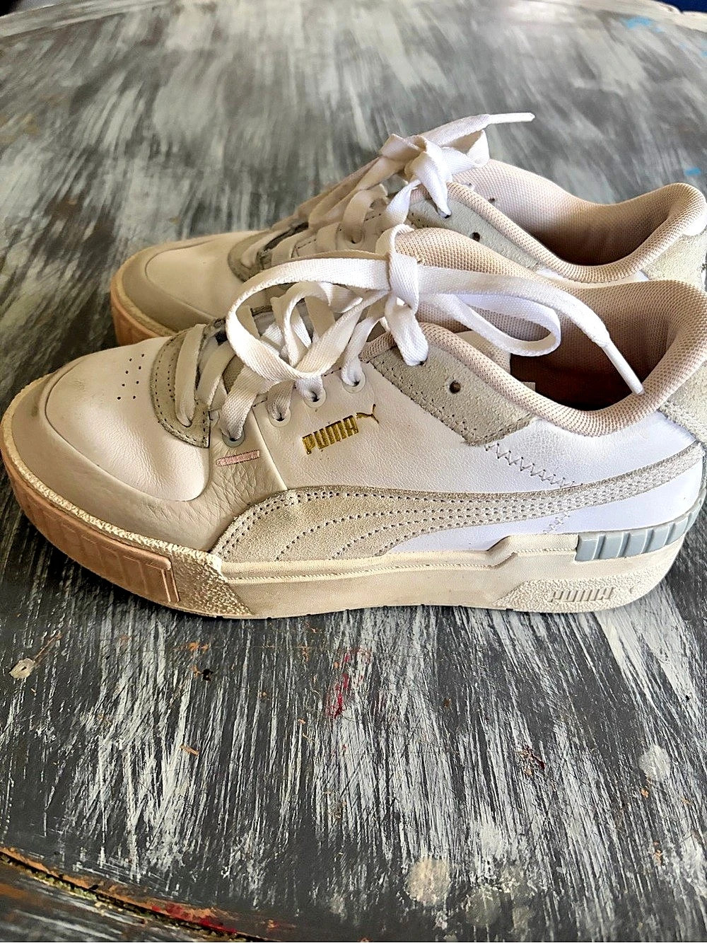 PUMA Mayze Platform Sneakers White & Pink